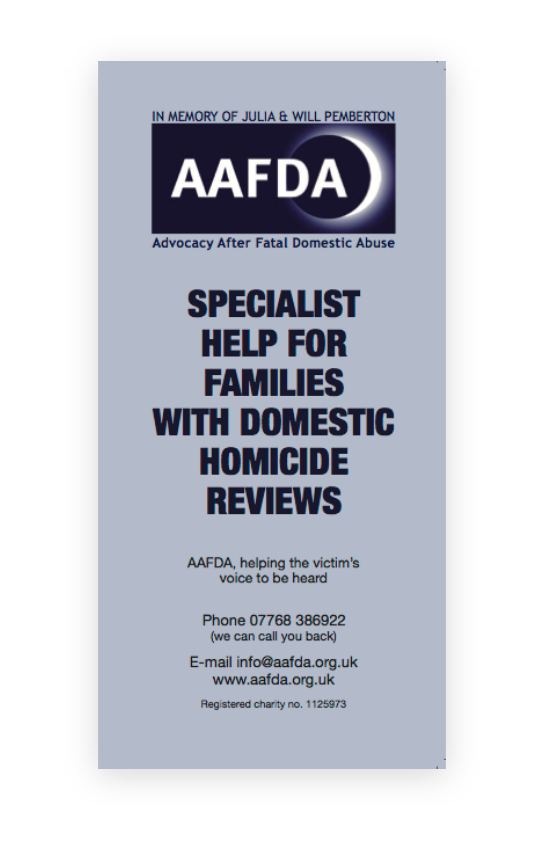 Helping Families with Domestic Homicide Reviews leaflet – English version 3
